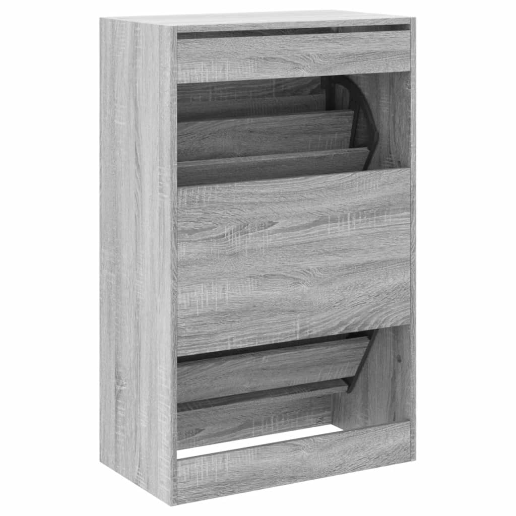 Schoenenkast 60x34x96,5 cm bewerkt hout grijs sonoma eikenkleur is nu te koop bij PeponiXL, paradijselijk wonen!