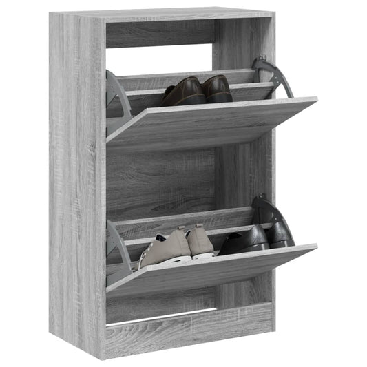 Schoenenkast 60x34x96,5 cm bewerkt hout grijs sonoma eikenkleur is nu te koop bij PeponiXL, paradijselijk wonen!