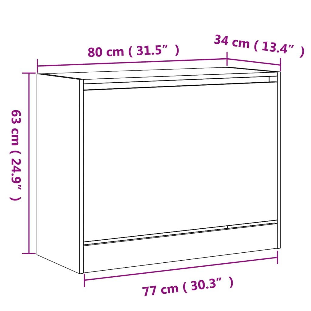 Schoenenkast 80x34x63 cm bewerkt hout wit is nu te koop bij PeponiXL, paradijselijk wonen!