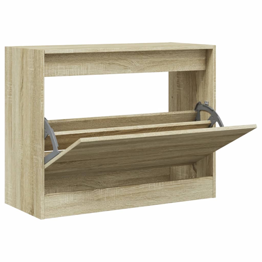 Schoenenkast 80x34x63 cm bewerkt hout sonoma eikenkleurig is nu te koop bij PeponiXL, paradijselijk wonen!