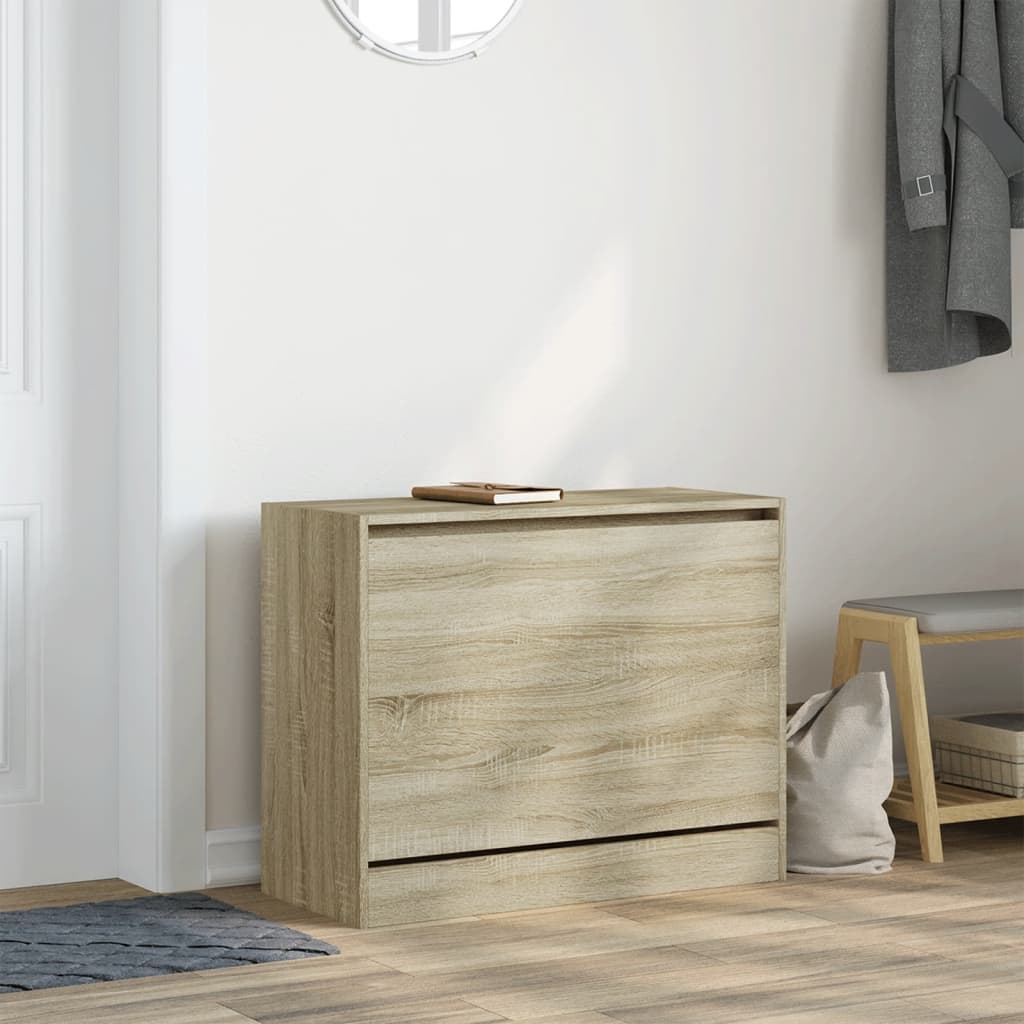 Schoenenkast 80x34x63 cm bewerkt hout sonoma eikenkleurig is nu te koop bij PeponiXL, paradijselijk wonen!