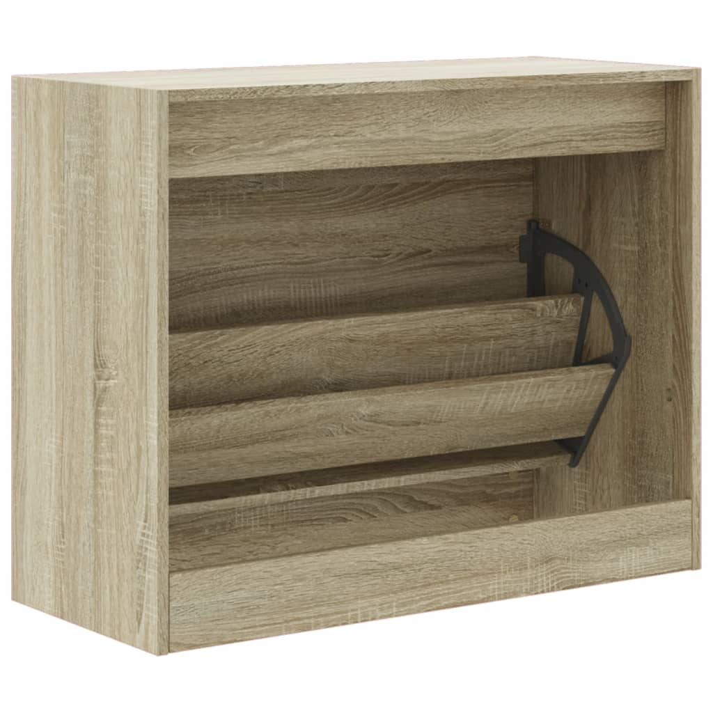 Schoenenkast 80x34x63 cm bewerkt hout sonoma eikenkleurig is nu te koop bij PeponiXL, paradijselijk wonen!