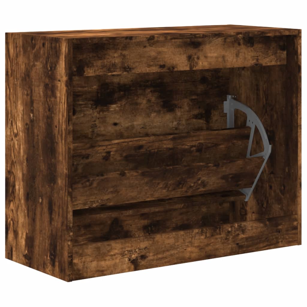 Schoenenkast 80x34x63 cm bewerkt hout gerookt eikenkleurig is nu te koop bij PeponiXL, paradijselijk wonen!