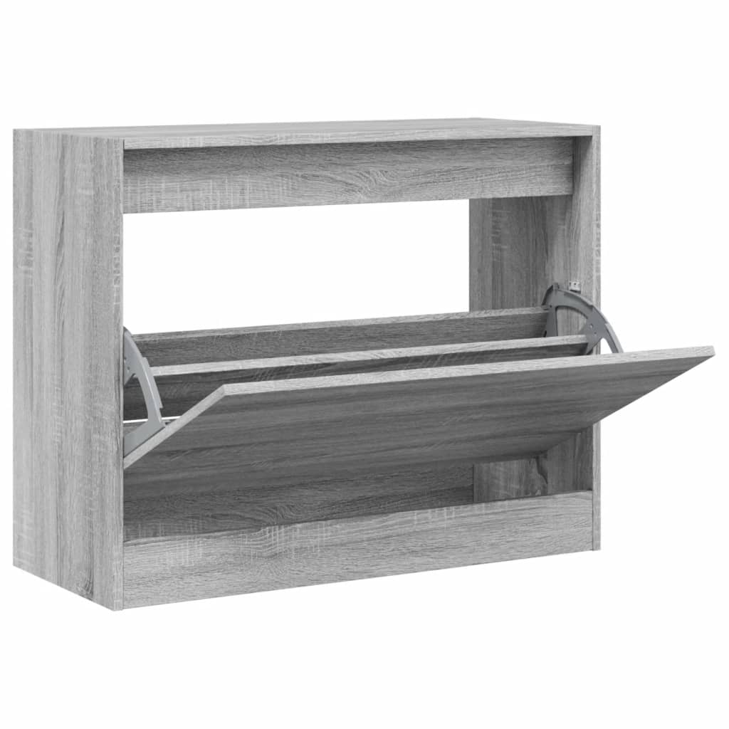 Schoenenkast 80x34x63 cm bewerkt hout grijs sonoma eikenkleurig is nu te koop bij PeponiXL, paradijselijk wonen!