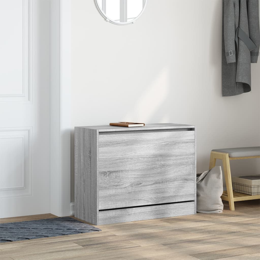 Schoenenkast 80x34x63 cm bewerkt hout grijs sonoma eikenkleurig is nu te koop bij PeponiXL, paradijselijk wonen!