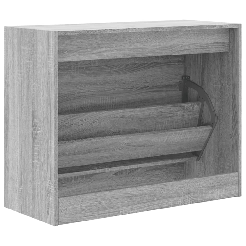 Schoenenkast 80x34x63 cm bewerkt hout grijs sonoma eikenkleurig is nu te koop bij PeponiXL, paradijselijk wonen!