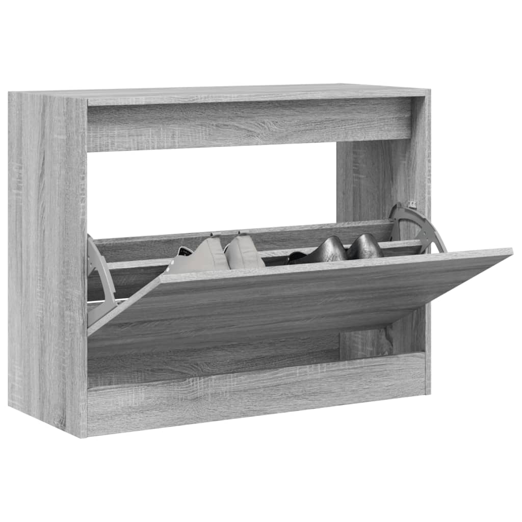 Schoenenkast 80x34x63 cm bewerkt hout grijs sonoma eikenkleurig is nu te koop bij PeponiXL, paradijselijk wonen!