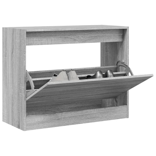 Schoenenkast 80x34x63 cm bewerkt hout grijs sonoma eikenkleurig is nu te koop bij PeponiXL, paradijselijk wonen!