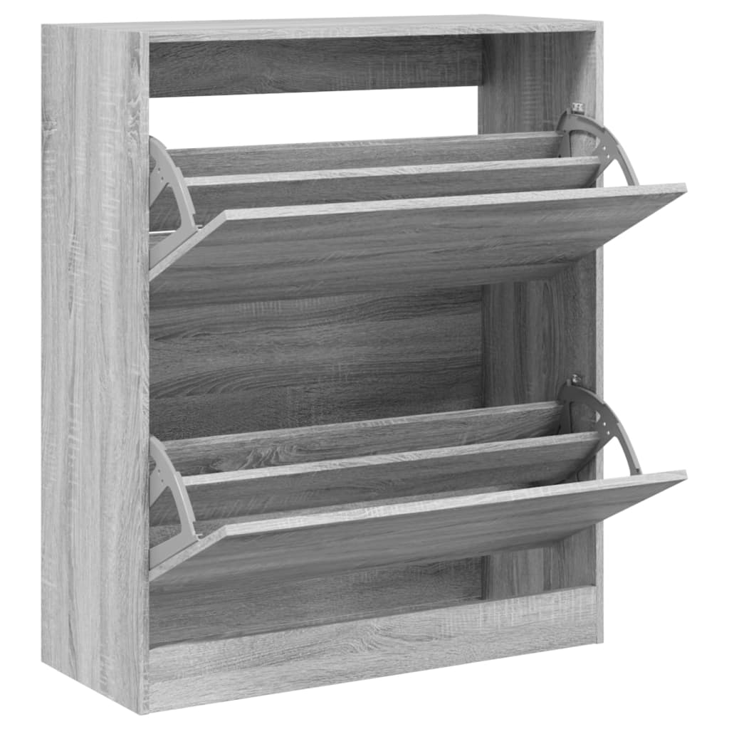 Schoenenkast 80x34x96,5 cm bewerkt hout grijs sonoma eikenkleur is nu te koop bij PeponiXL, paradijselijk wonen!