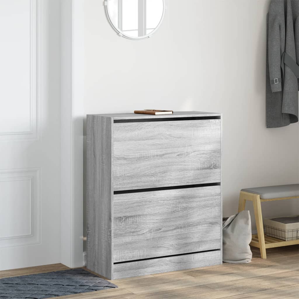 Schoenenkast 80x34x96,5 cm bewerkt hout grijs sonoma eikenkleur is nu te koop bij PeponiXL, paradijselijk wonen!