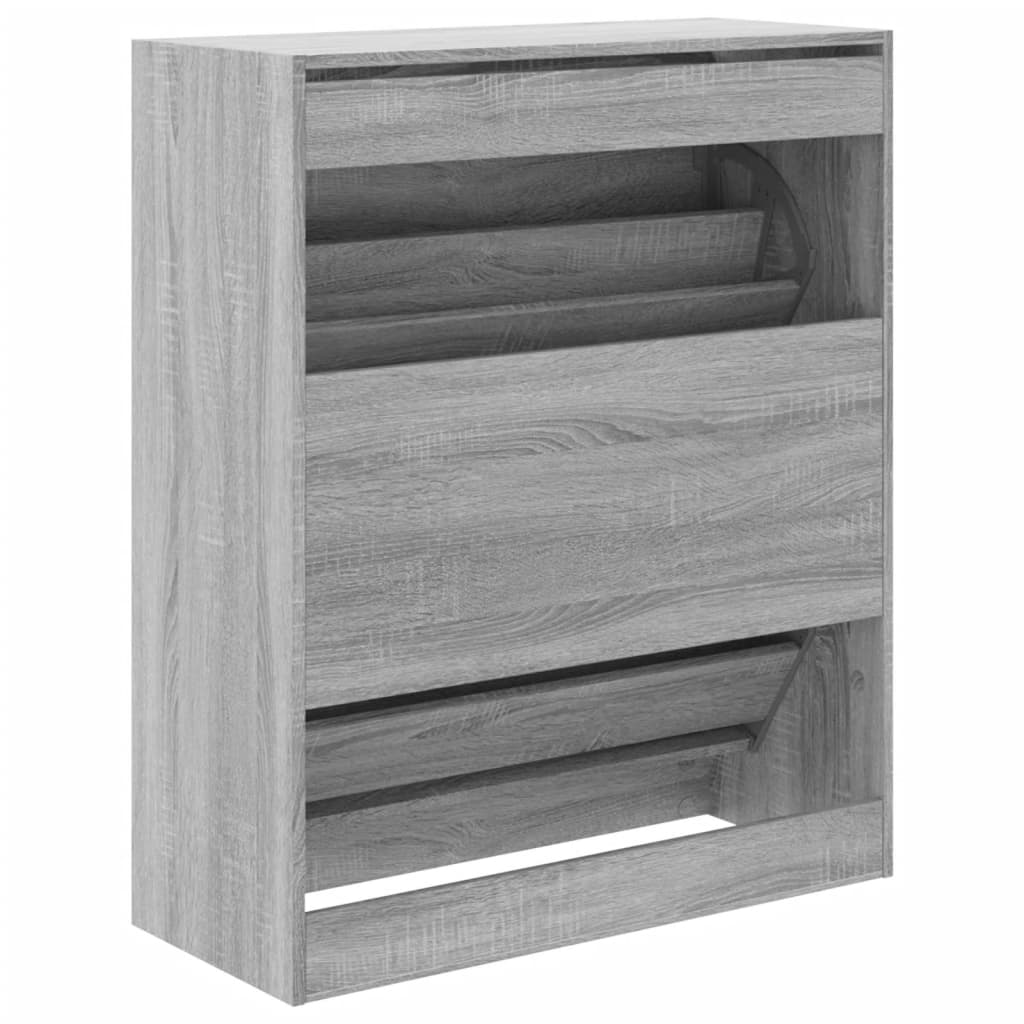 Schoenenkast 80x34x96,5 cm bewerkt hout grijs sonoma eikenkleur is nu te koop bij PeponiXL, paradijselijk wonen!