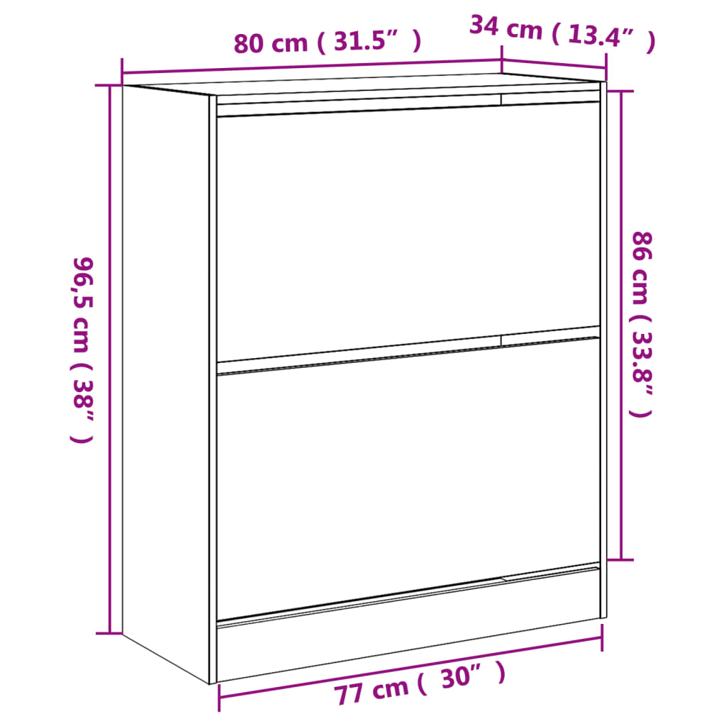 Schoenenkast 80x34x96,5 cm bewerkt hout grijs sonoma eikenkleur is nu te koop bij PeponiXL, paradijselijk wonen!