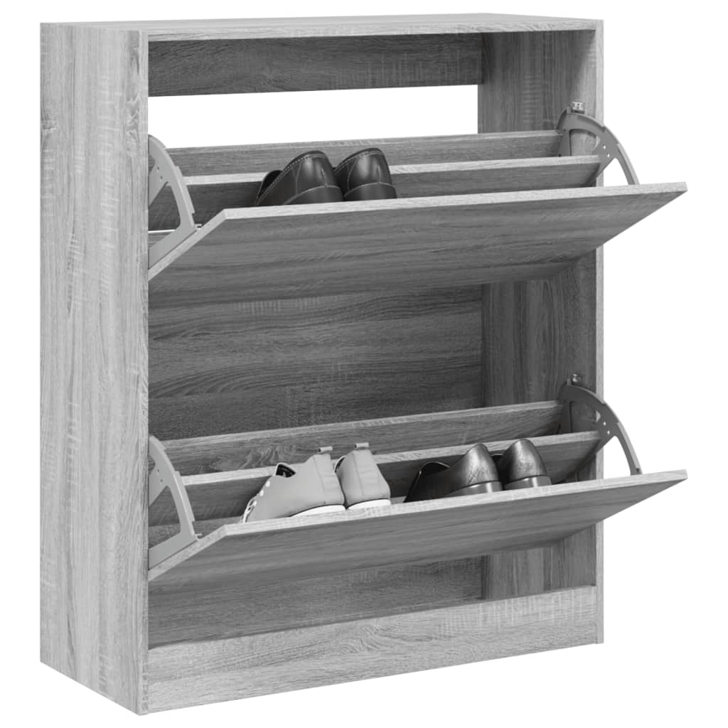 Schoenenkast 80x34x96,5 cm bewerkt hout grijs sonoma eikenkleur is nu te koop bij PeponiXL, paradijselijk wonen!
