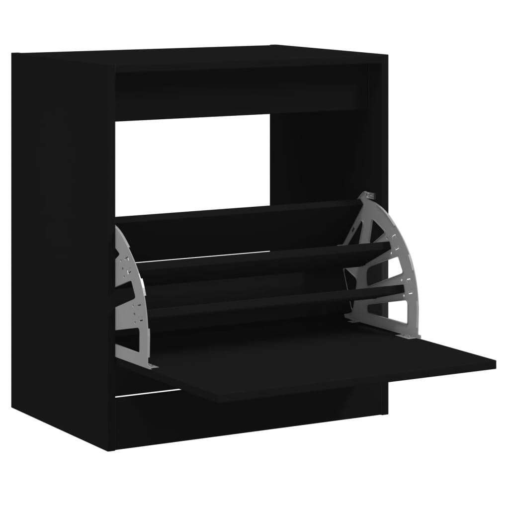 Schoenenkast 60x42x69 cm bewerkt hout zwart is nu te koop bij PeponiXL, paradijselijk wonen!