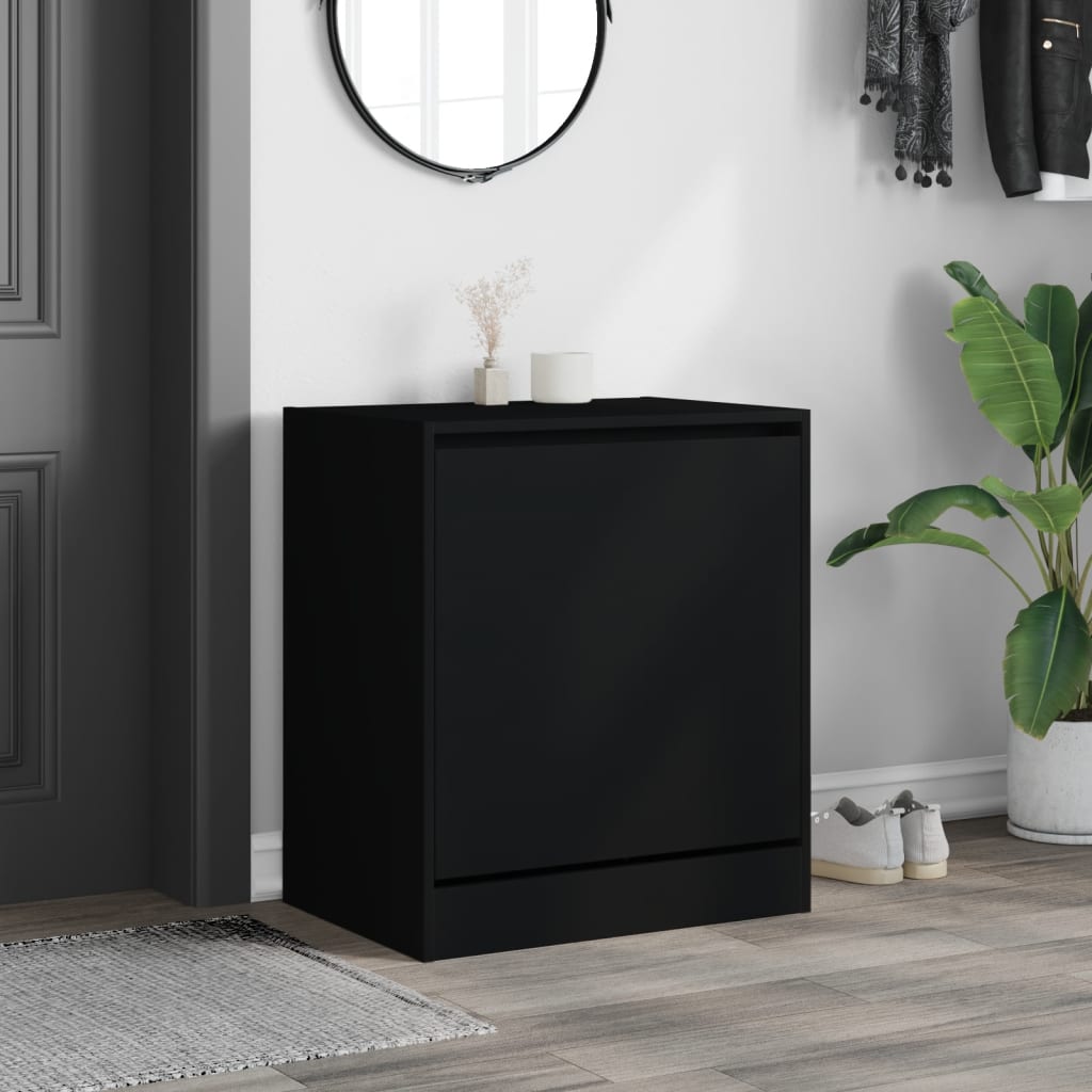 Schoenenkast 60x42x69 cm bewerkt hout zwart is nu te koop bij PeponiXL, paradijselijk wonen!