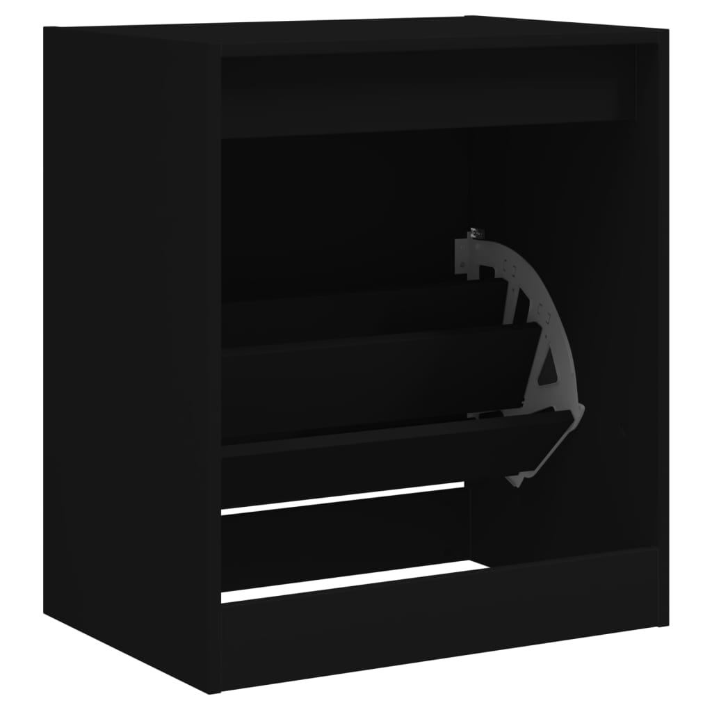 Schoenenkast 60x42x69 cm bewerkt hout zwart is nu te koop bij PeponiXL, paradijselijk wonen!