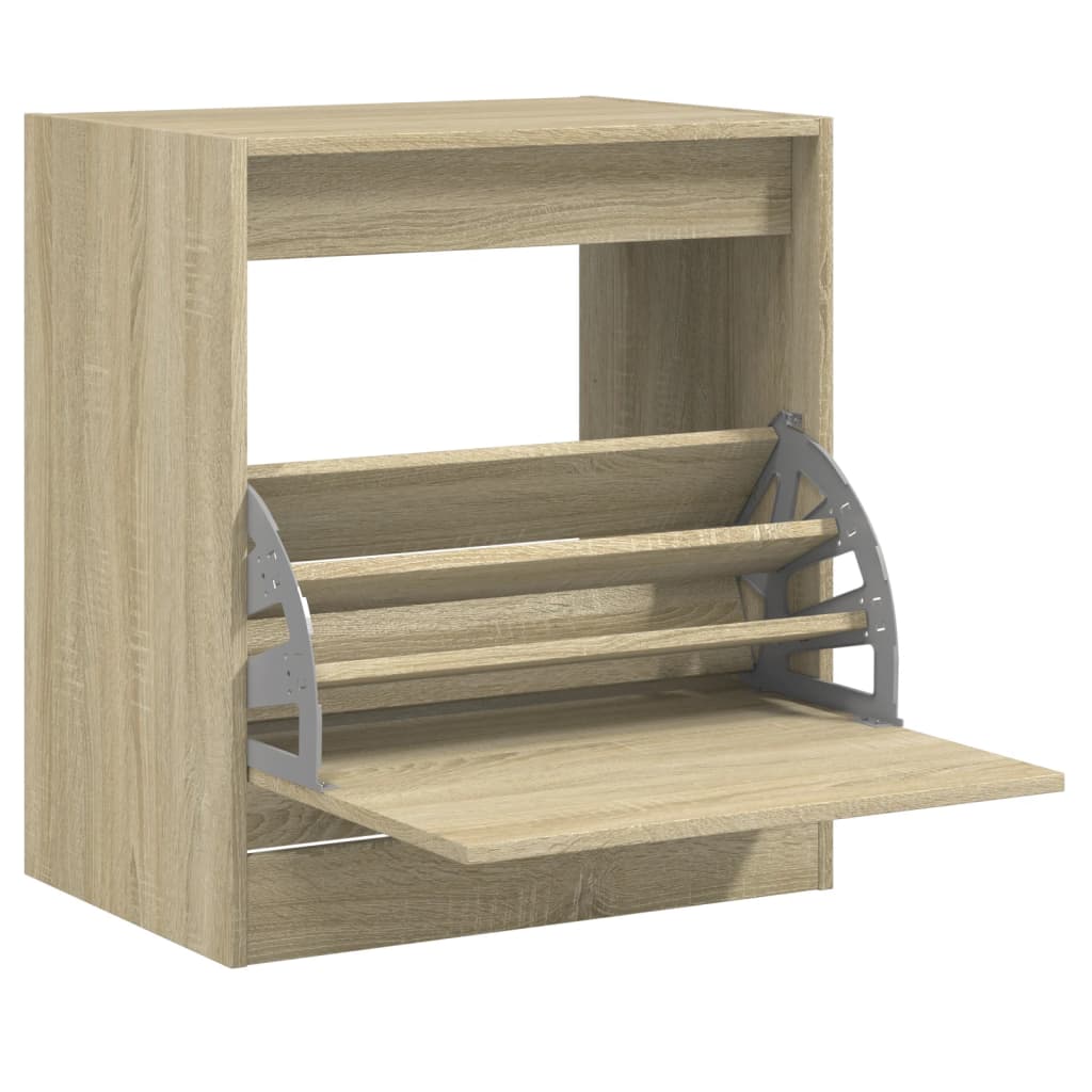 Schoenenkast 60x42x69 cm bewerkt hout sonoma eikenkleurig is nu te koop bij PeponiXL, paradijselijk wonen!