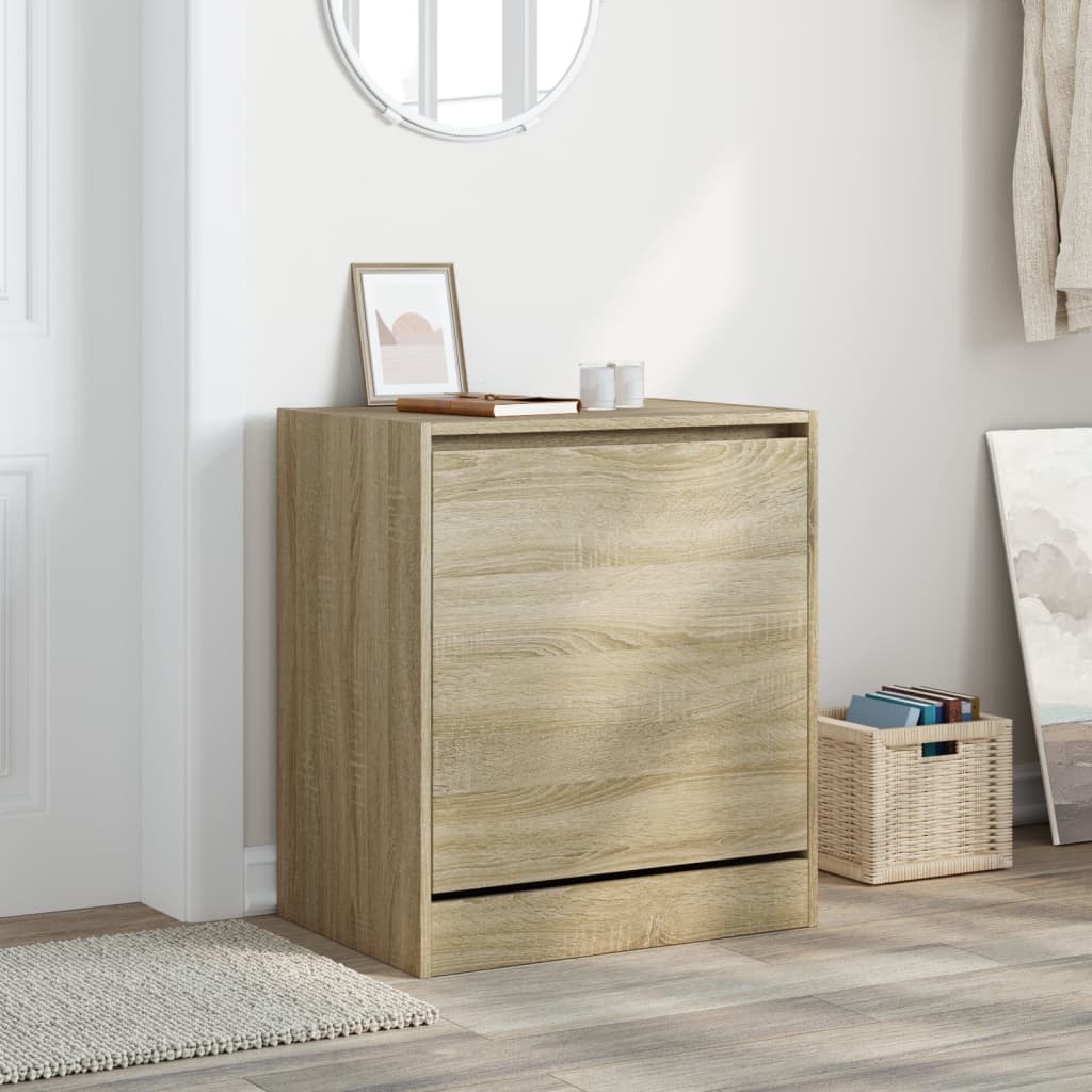 Schoenenkast 60x42x69 cm bewerkt hout sonoma eikenkleurig is nu te koop bij PeponiXL, paradijselijk wonen!