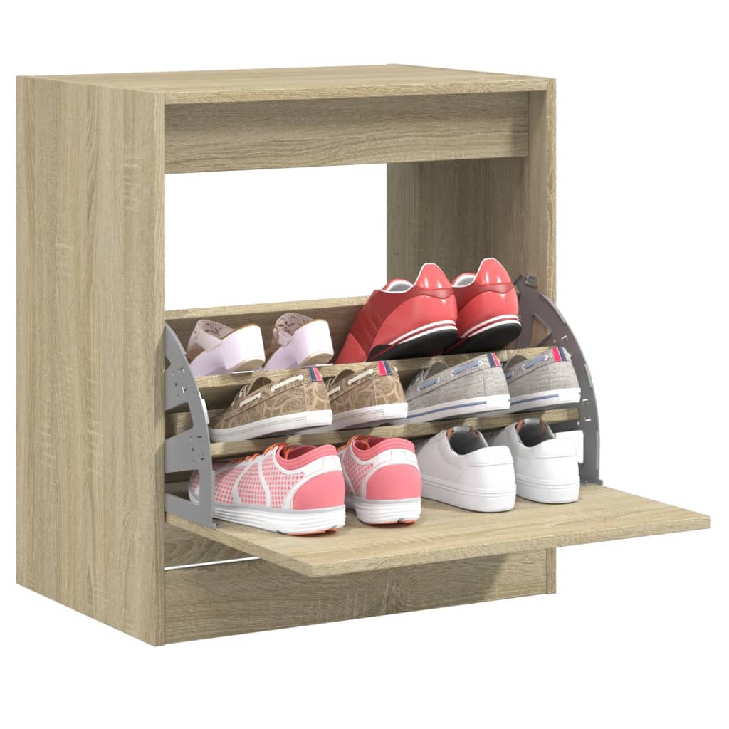Schoenenkast 60x42x69 cm bewerkt hout sonoma eikenkleurig is nu te koop bij PeponiXL, paradijselijk wonen!