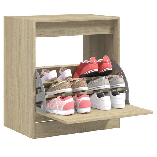 Schoenenkast 60x42x69 cm bewerkt hout sonoma eikenkleurig is nu te koop bij PeponiXL, paradijselijk wonen!