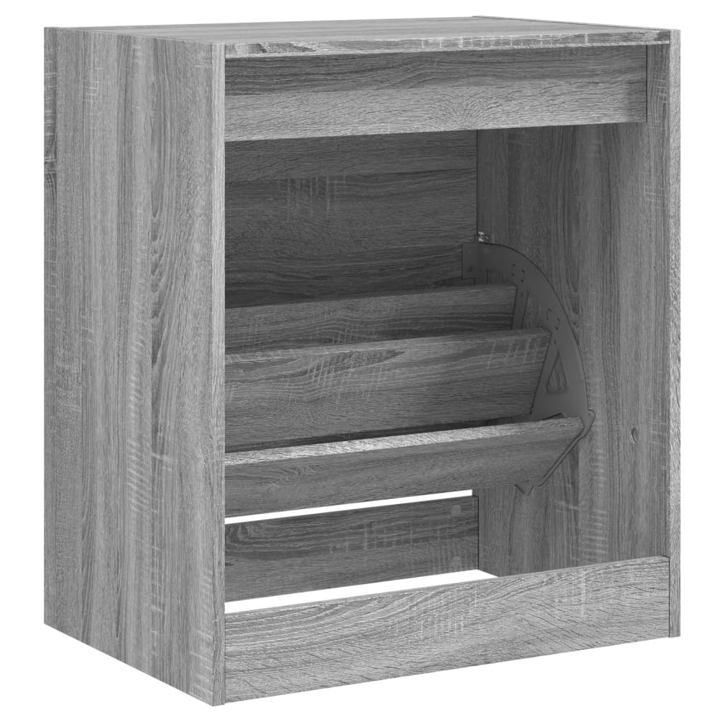 Schoenenkast 60x42x69 cm bewerkt hout grijs sonoma eikenkleurig is nu te koop bij PeponiXL, paradijselijk wonen!