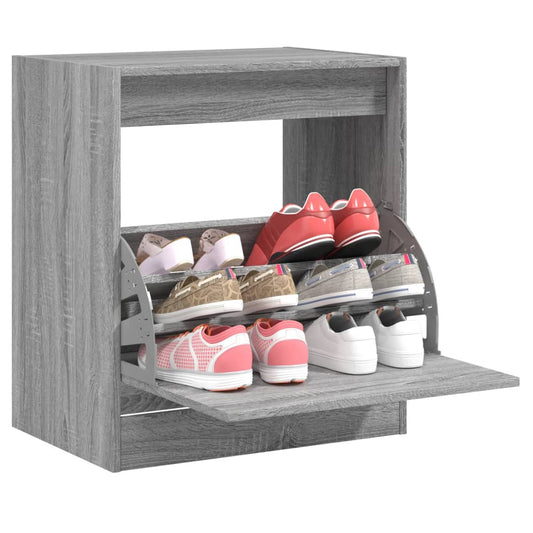 Schoenenkast 60x42x69 cm bewerkt hout grijs sonoma eikenkleurig is nu te koop bij PeponiXL, paradijselijk wonen!