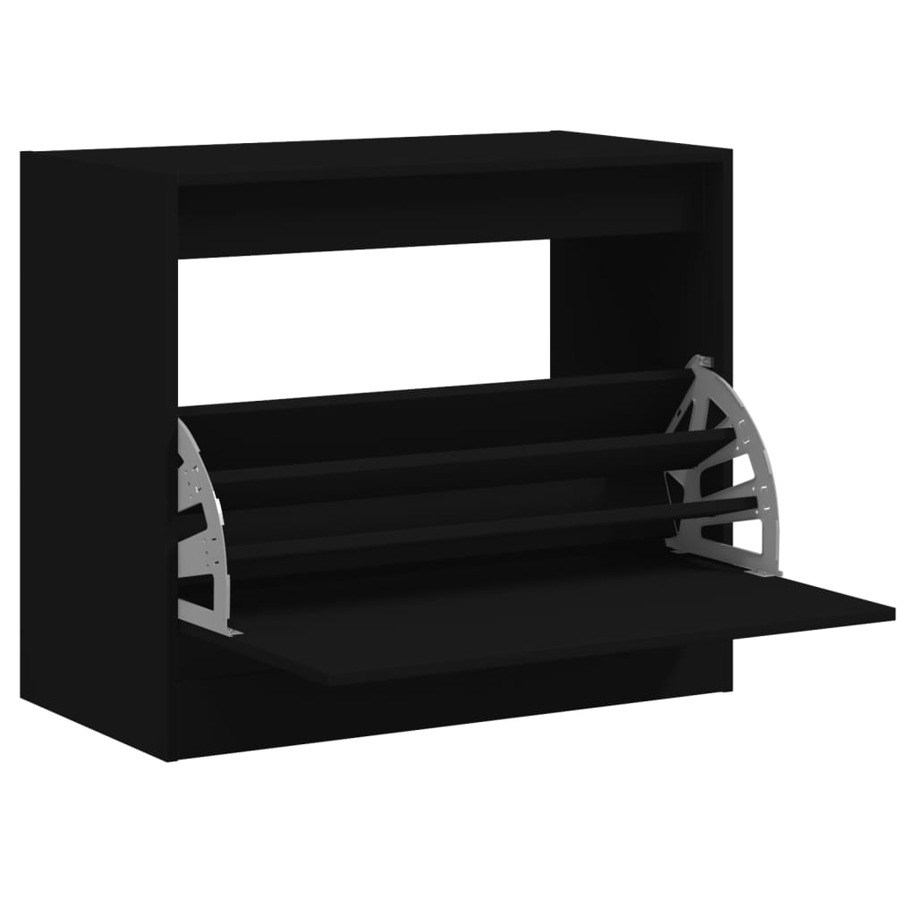 Schoenenkast 80x42x69 cm bewerkt hout zwart is nu te koop bij PeponiXL, paradijselijk wonen!