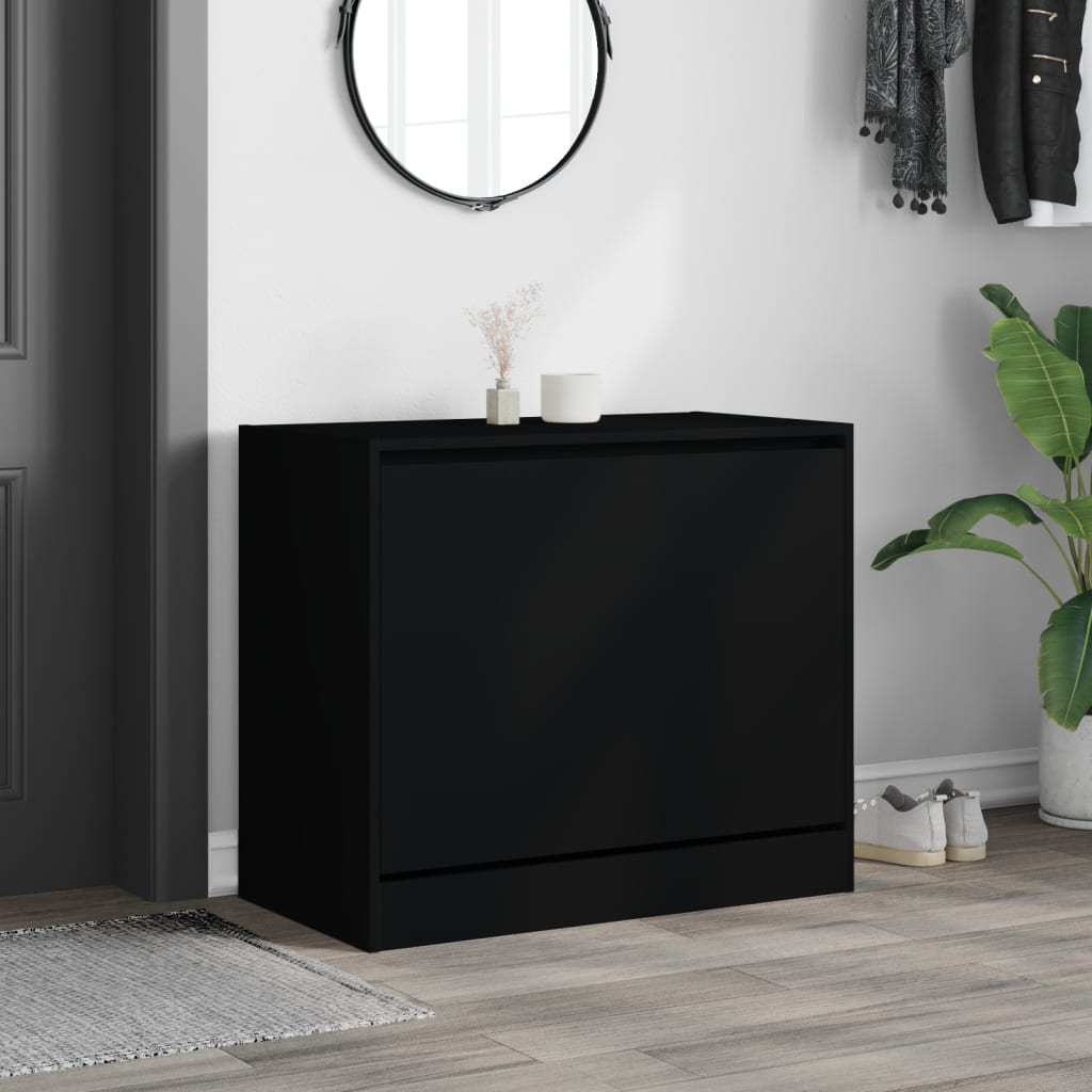Schoenenkast 80x42x69 cm bewerkt hout zwart is nu te koop bij PeponiXL, paradijselijk wonen!