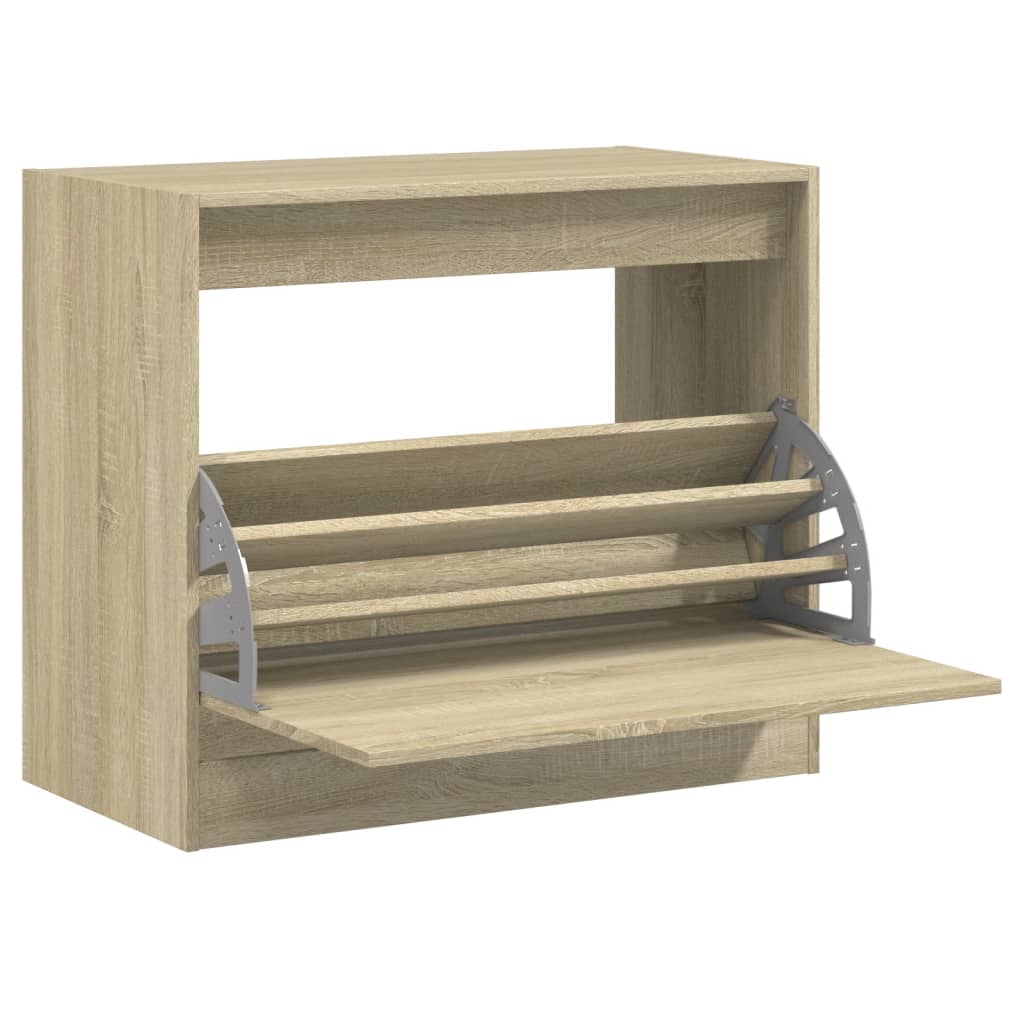 Schoenenkast 80x42x69 cm bewerkt hout sonoma eikenkleurig is nu te koop bij PeponiXL, paradijselijk wonen!
