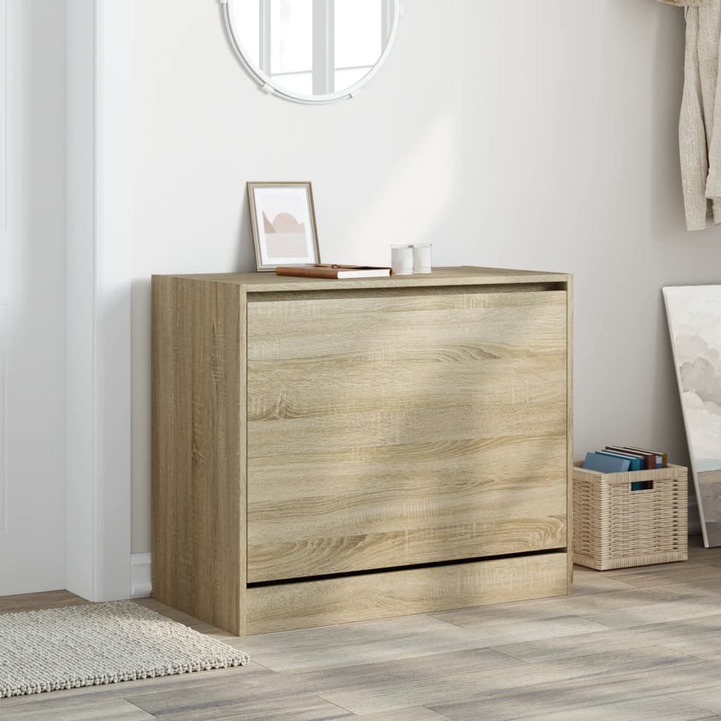 Schoenenkast 80x42x69 cm bewerkt hout sonoma eikenkleurig is nu te koop bij PeponiXL, paradijselijk wonen!