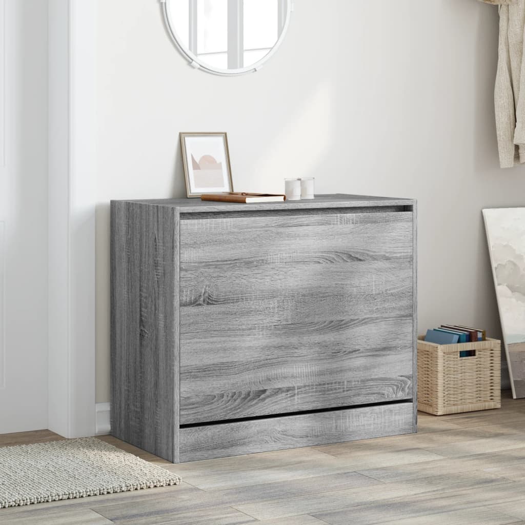 Schoenenkast 80x42x69 cm bewerkt hout grijs sonoma eikenkleurig is nu te koop bij PeponiXL, paradijselijk wonen!