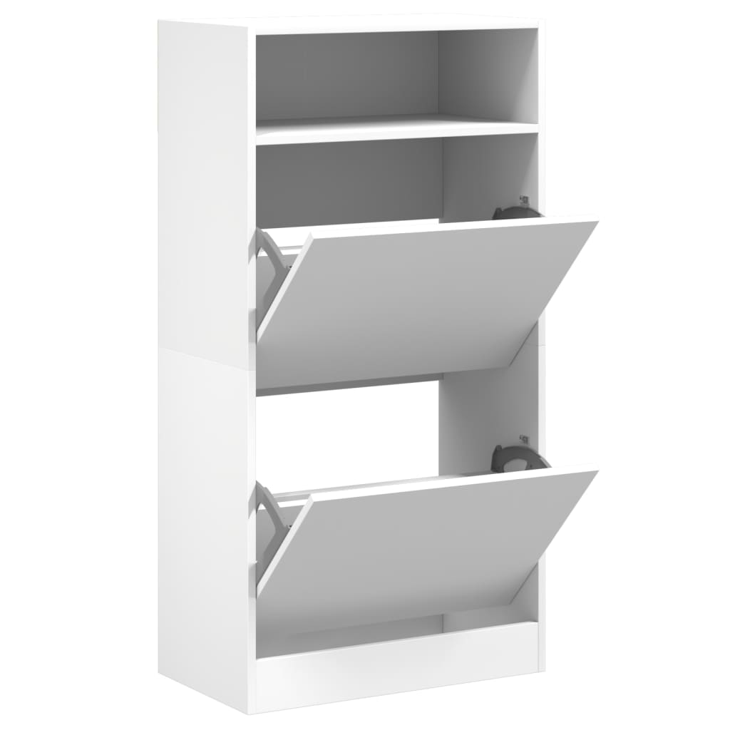 Schoenenkast 60x34x116 cm bewerkt hout wit is nu te koop bij PeponiXL, paradijselijk wonen!