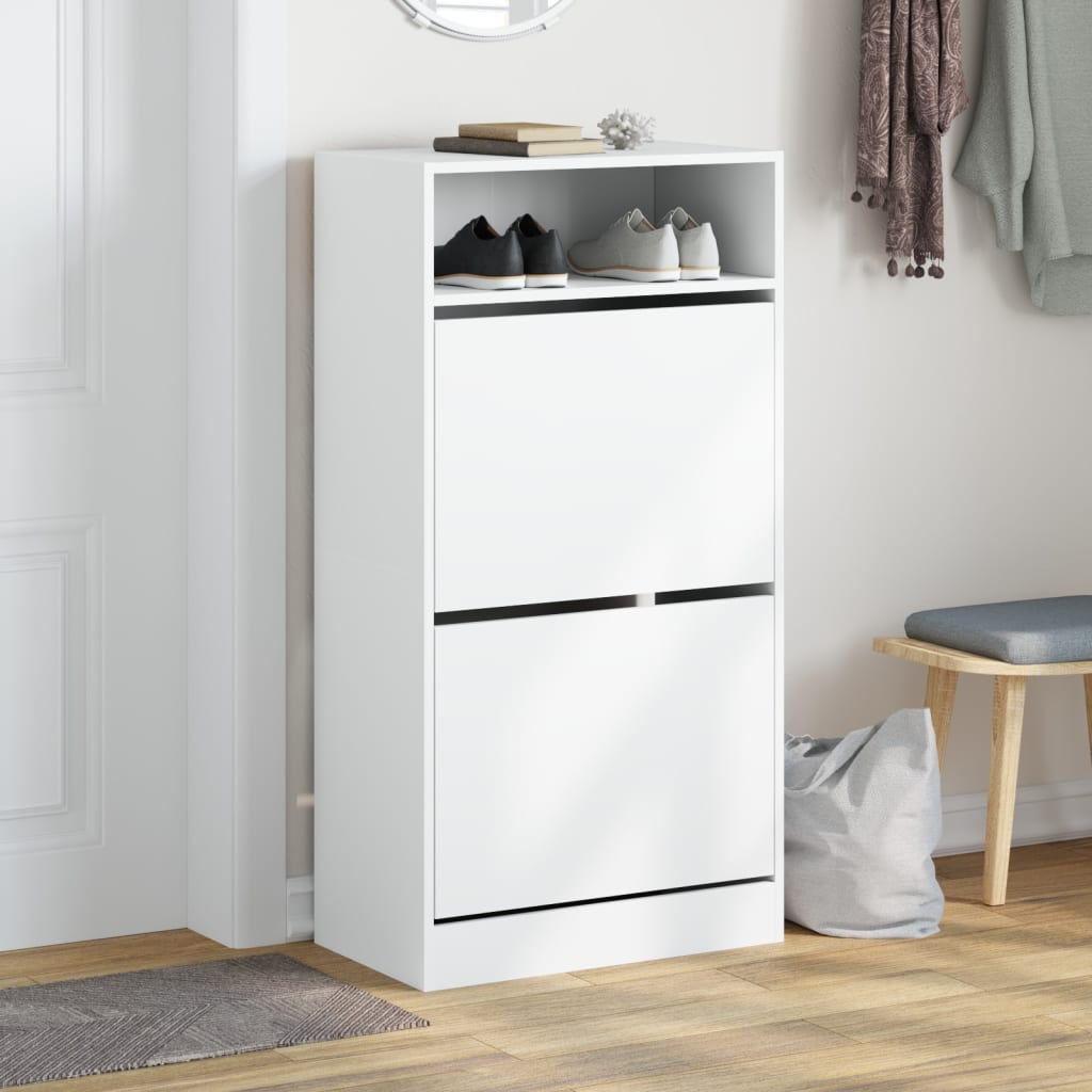 Schoenenkast 60x34x116 cm bewerkt hout wit is nu te koop bij PeponiXL, paradijselijk wonen!