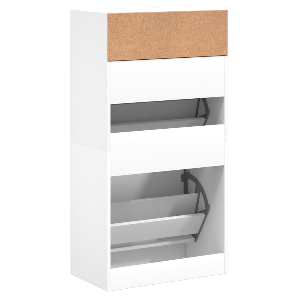 Schoenenkast 60x34x116 cm bewerkt hout wit is nu te koop bij PeponiXL, paradijselijk wonen!