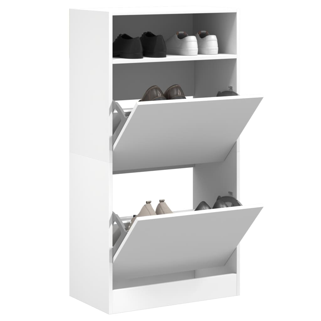 Schoenenkast 60x34x116 cm bewerkt hout wit is nu te koop bij PeponiXL, paradijselijk wonen!