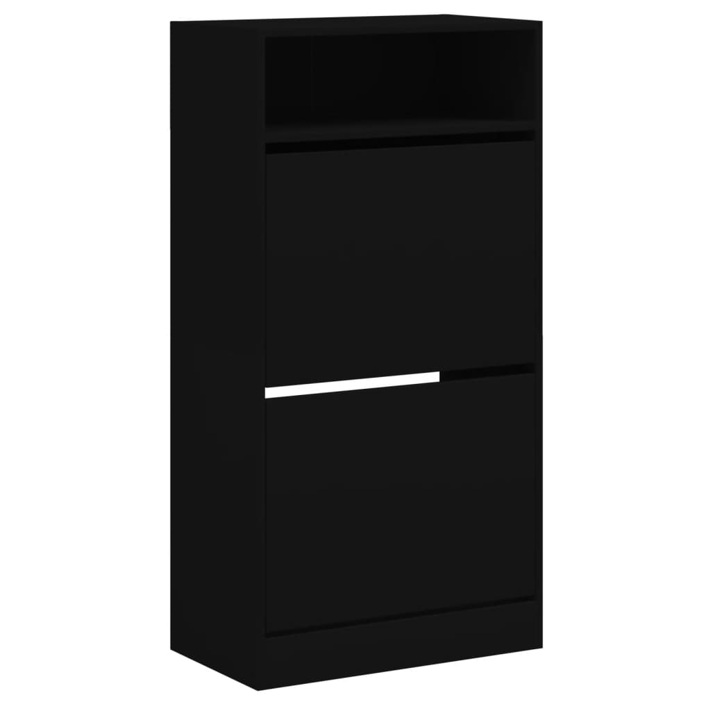 Schoenenkast 60x34x116 cm bewerkt hout zwart is nu te koop bij PeponiXL, paradijselijk wonen!