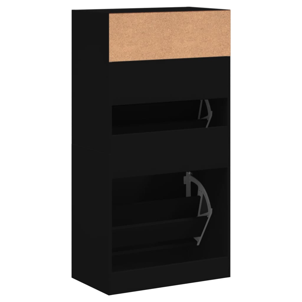 Schoenenkast 60x34x116 cm bewerkt hout zwart is nu te koop bij PeponiXL, paradijselijk wonen!