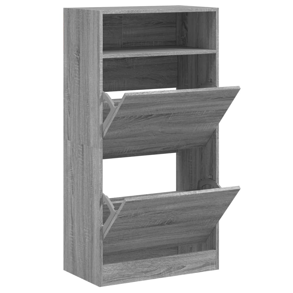 Schoenenkast 60x34x116 cm bewerkt hout grijs sonoma eikenkleur is nu te koop bij PeponiXL, paradijselijk wonen!
