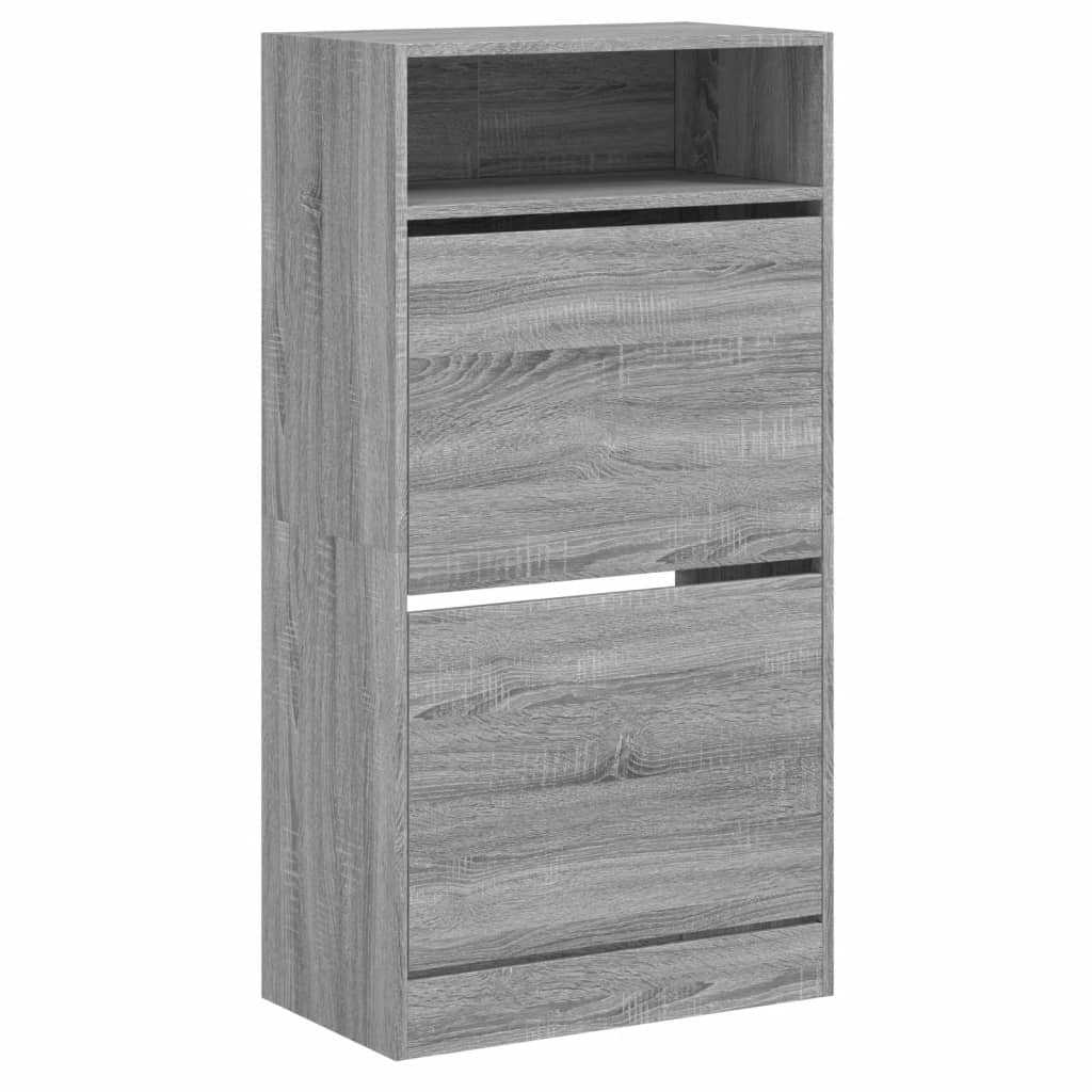 Schoenenkast 60x34x116 cm bewerkt hout grijs sonoma eikenkleur is nu te koop bij PeponiXL, paradijselijk wonen!