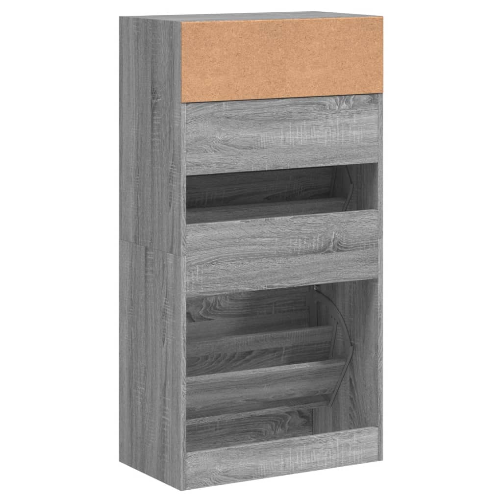 Schoenenkast 60x34x116 cm bewerkt hout grijs sonoma eikenkleur is nu te koop bij PeponiXL, paradijselijk wonen!