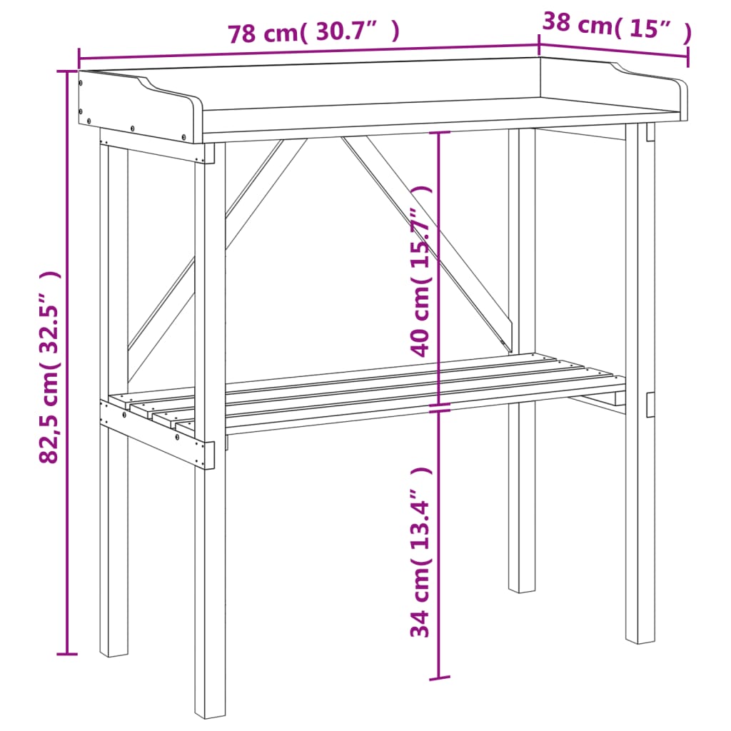 Plantentafel met schap 78x38x82,5 cm vurenhout bruin is nu te koop bij PeponiXL, paradijselijk wonen!