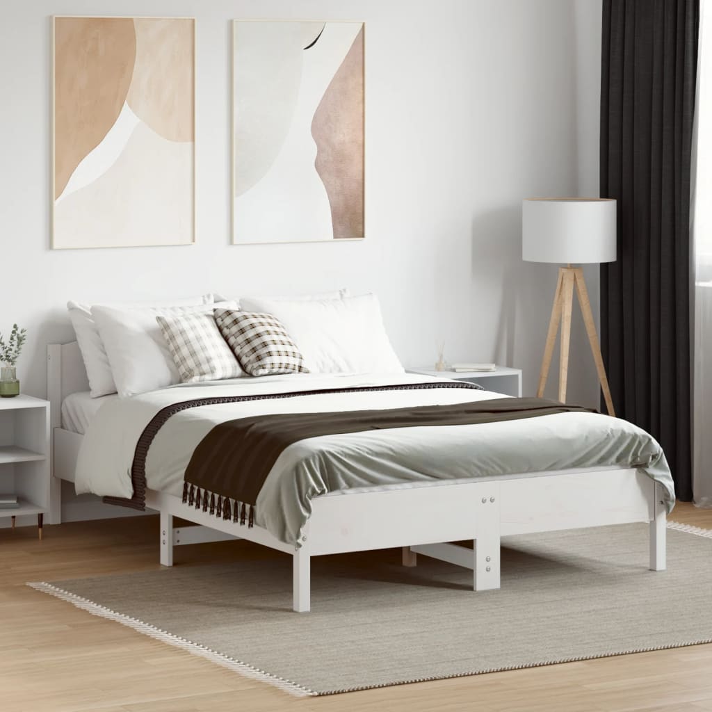 Bedframe zonder matras massief grenenhout wit 135x190 cm is nu te koop bij PeponiXL, paradijselijk wonen!
