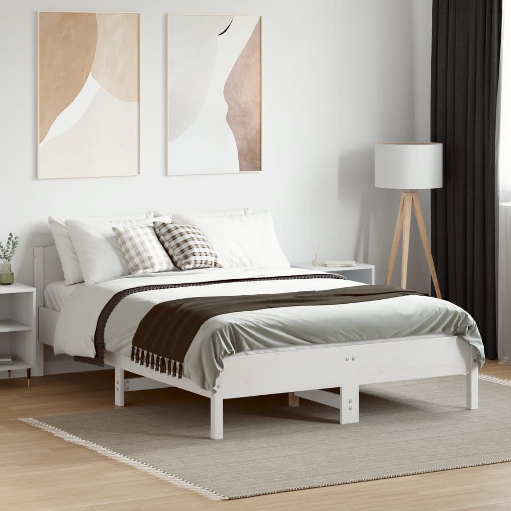 Bedframe zonder matras massief grenenhout wit 120x190 cm is nu te koop bij PeponiXL, paradijselijk wonen!