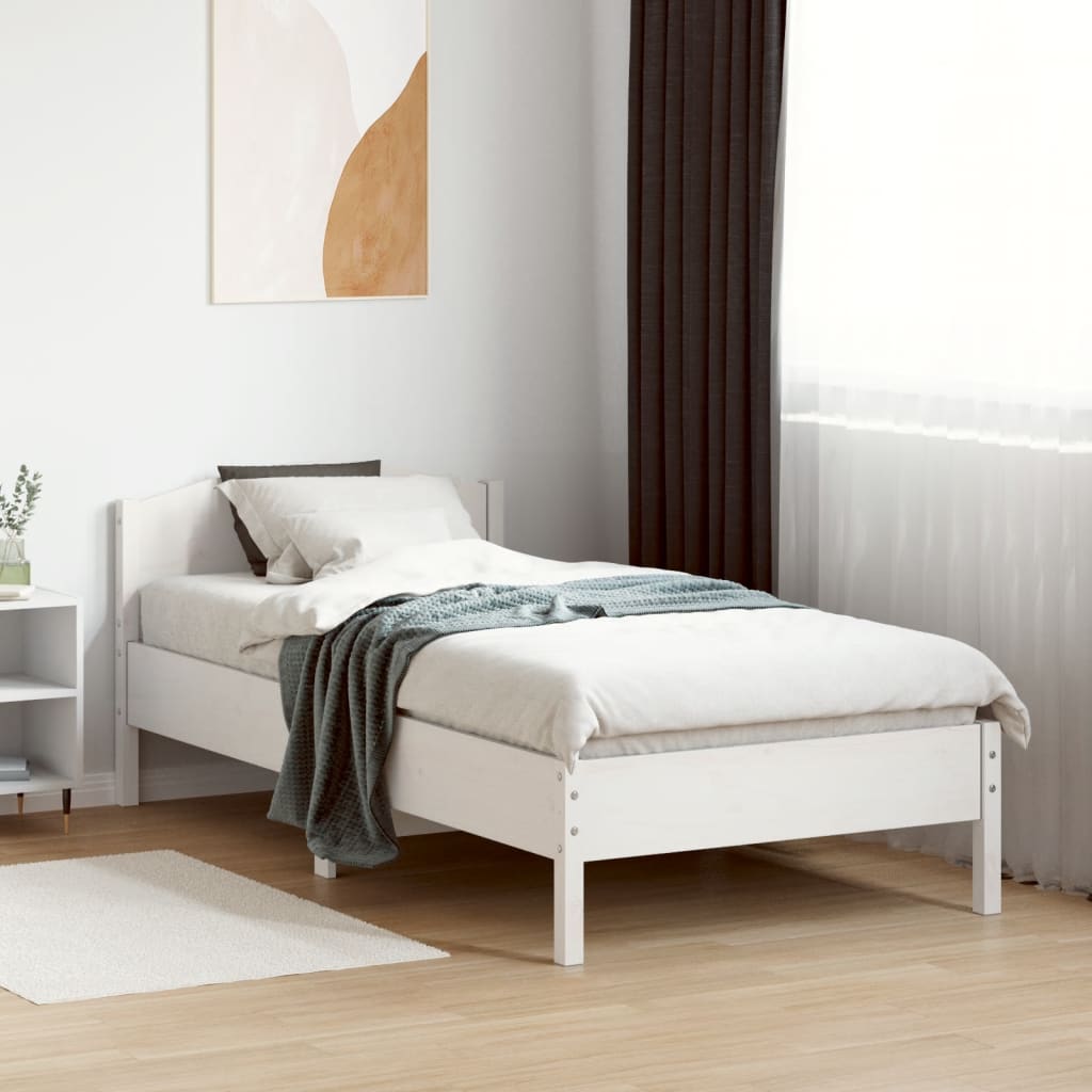 Bedframe zonder matras massief grenenhout wit 75x190 cm is nu te koop bij PeponiXL, paradijselijk wonen!