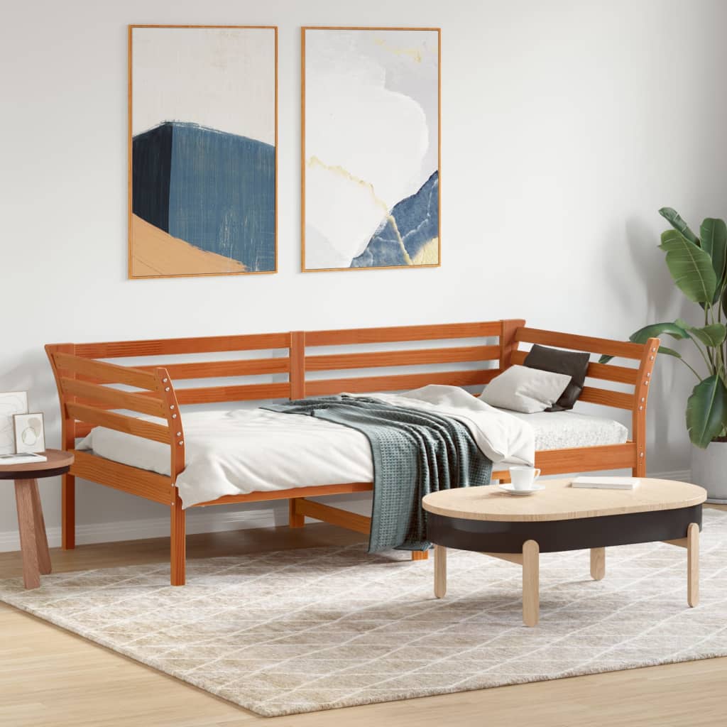 Slaapbank zonder matras 90x190 cm massief grenenhout wasbruin is nu te koop bij PeponiXL, paradijselijk wonen!