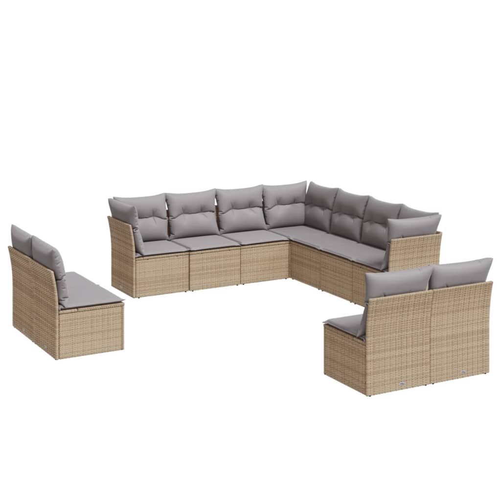 11-delige Tuinset met kussens poly rattan beige is nu te koop bij PeponiXL, paradijselijk wonen!