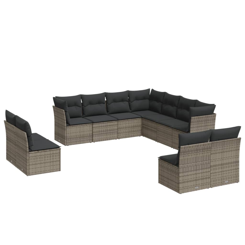 11-delige Loungeset met kussens poly rattan grijs is nu te koop bij PeponiXL, paradijselijk wonen!