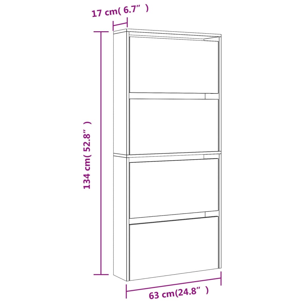 Schoenenkast met spiegel 4-laags 63x17x134 cm zwart is nu te koop bij PeponiXL, paradijselijk wonen!